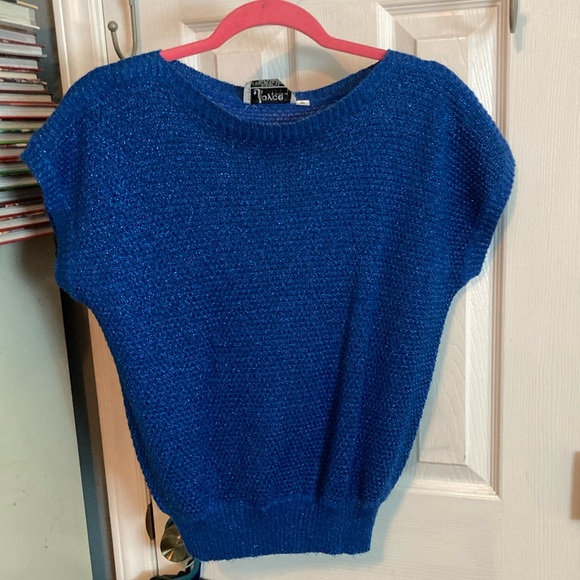 Joyce Sportswear Sweaters - Joyce Sportswear Royal Blue Knit Crew Neck Sparkly Sweater Size XL